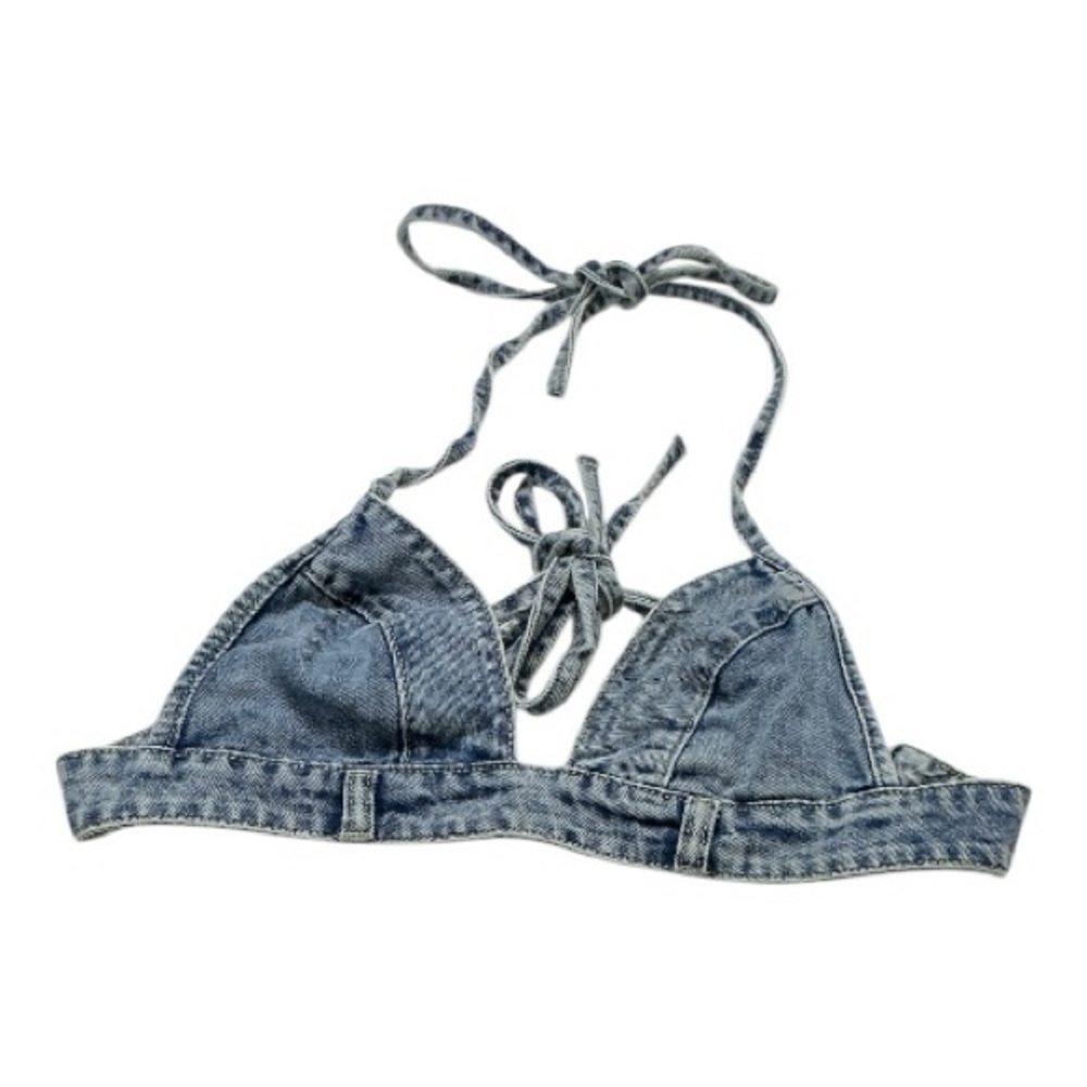 SHENHE - NWT - Denim Blue Triangle Halter Top - Picture 6 of 6